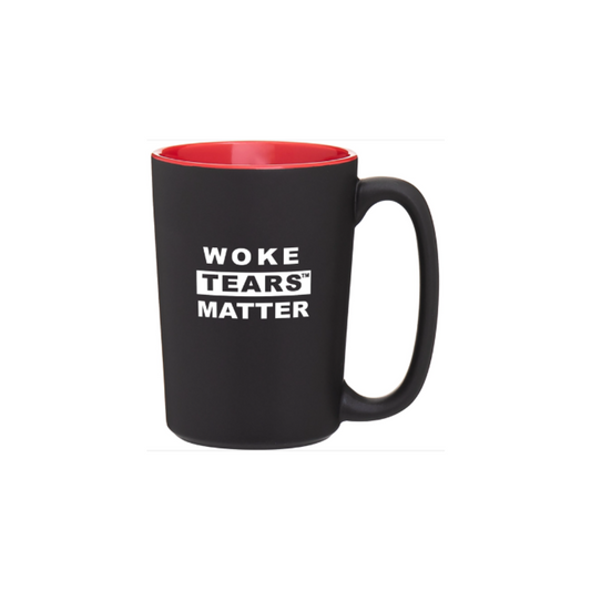 Woke Tears Matter! Do ALL Tears Matter? 12 oz Coffee Mug - Black Matte/Red Inside