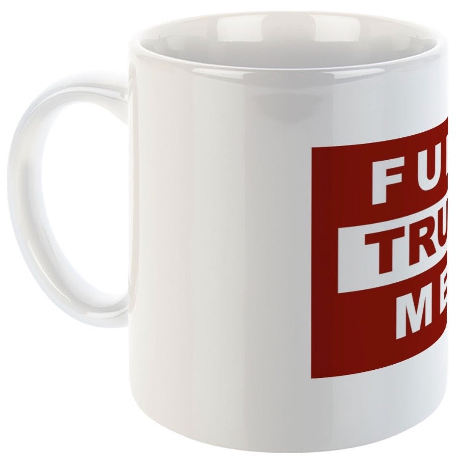 12 oz Coffee Mug - White - Funny Trumps Mean - Red